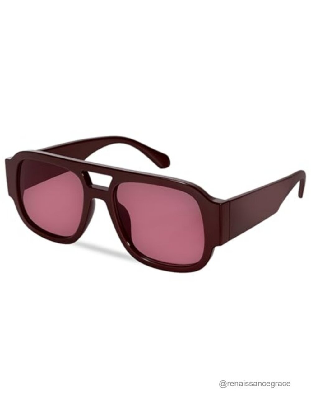 Oversized Square Aviator Sunglasses Retro 70s Chunky Frame UV Protection